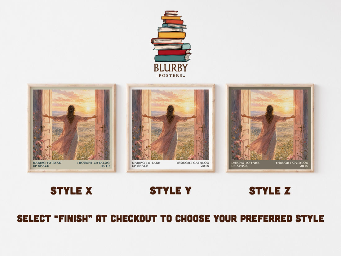 Daring To Take Up Space literary print in frame leaning in hallway – non fiction wall art (mockup)