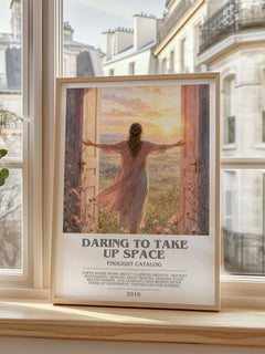 Daring To Take Up Space bookish poster colour and style options – Thought Catalog book art