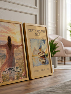 Daring To Take Up Space watercolour print framed by window – literary home decor
