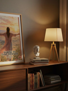 Daring To Take Up Space watercolour print on bookshelf – Thought Catalog fan gift