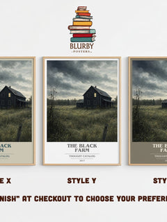 The Black Farm book cover print in frame leaning in hallway – horror wall art