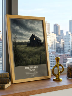 The Black Farm book cover print framed by window – literary home decor