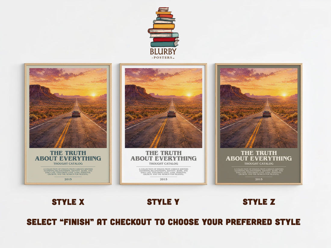 The Truth About Everything bookish print in frame leaning in hallway – non fiction wall art (mockup)