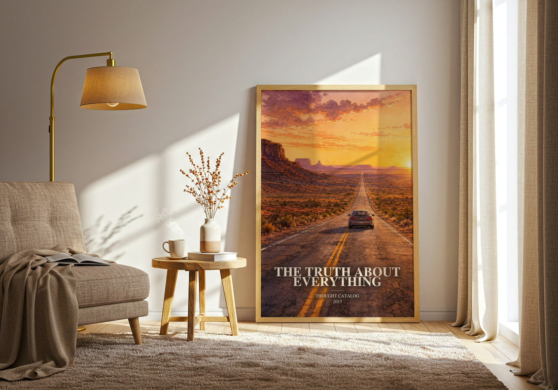 The Truth About Everything watercolour print in frame leaning in hallway – non fiction wall art