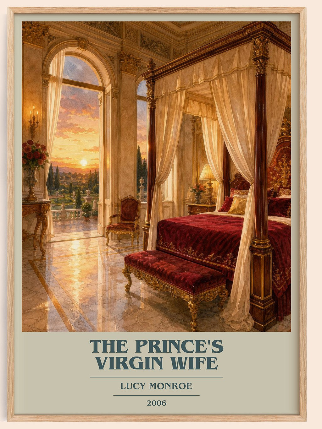 The Prince's Virgin Wife book cover book poster by Lucy Monroe – framed literary art print