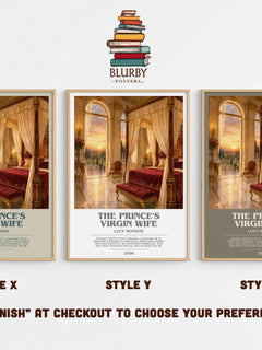 The Prince's Virgin Wife bookish print in frame leaning in hallway – romance wall art