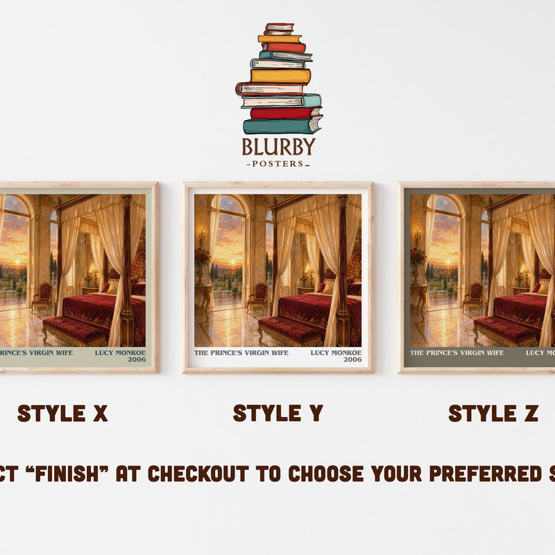 The Prince's Virgin Wife literary print in frame leaning in hallway – romance wall art