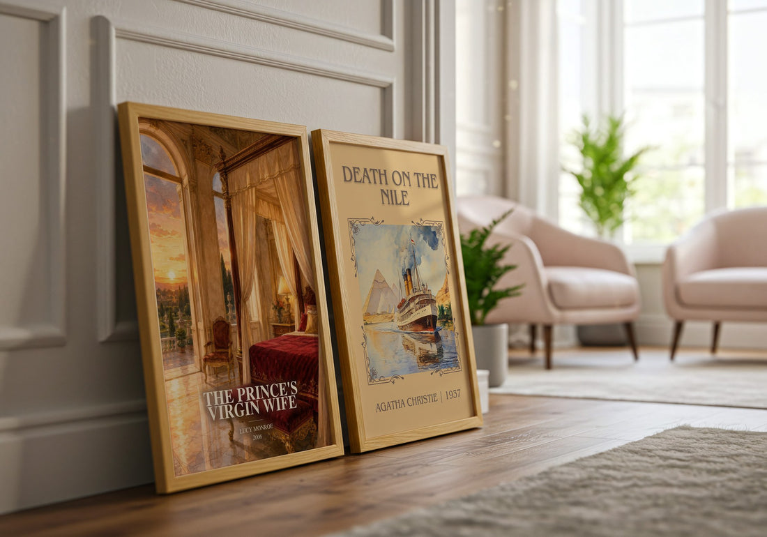 The Prince's Virgin Wife watercolour print framed by window – literary home decor