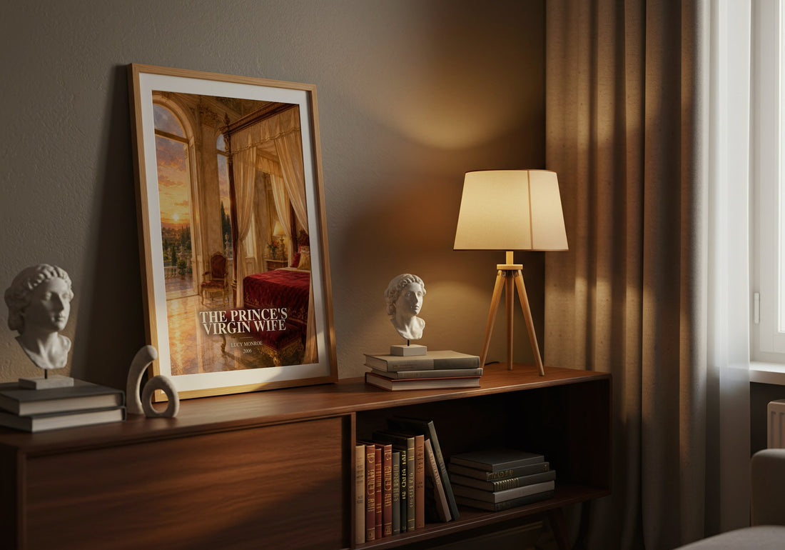 The Prince's Virgin Wife watercolour print on bookshelf – Lucy Monroe fan gift