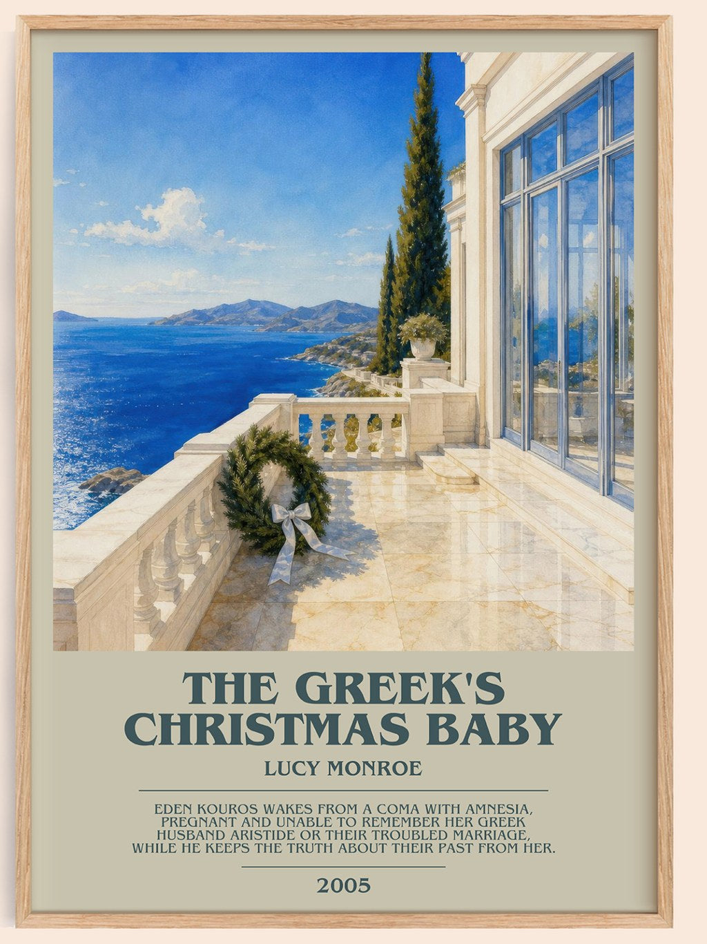 The Greek's Christmas Baby bookish book poster by Lucy Monroe – framed literary art print
