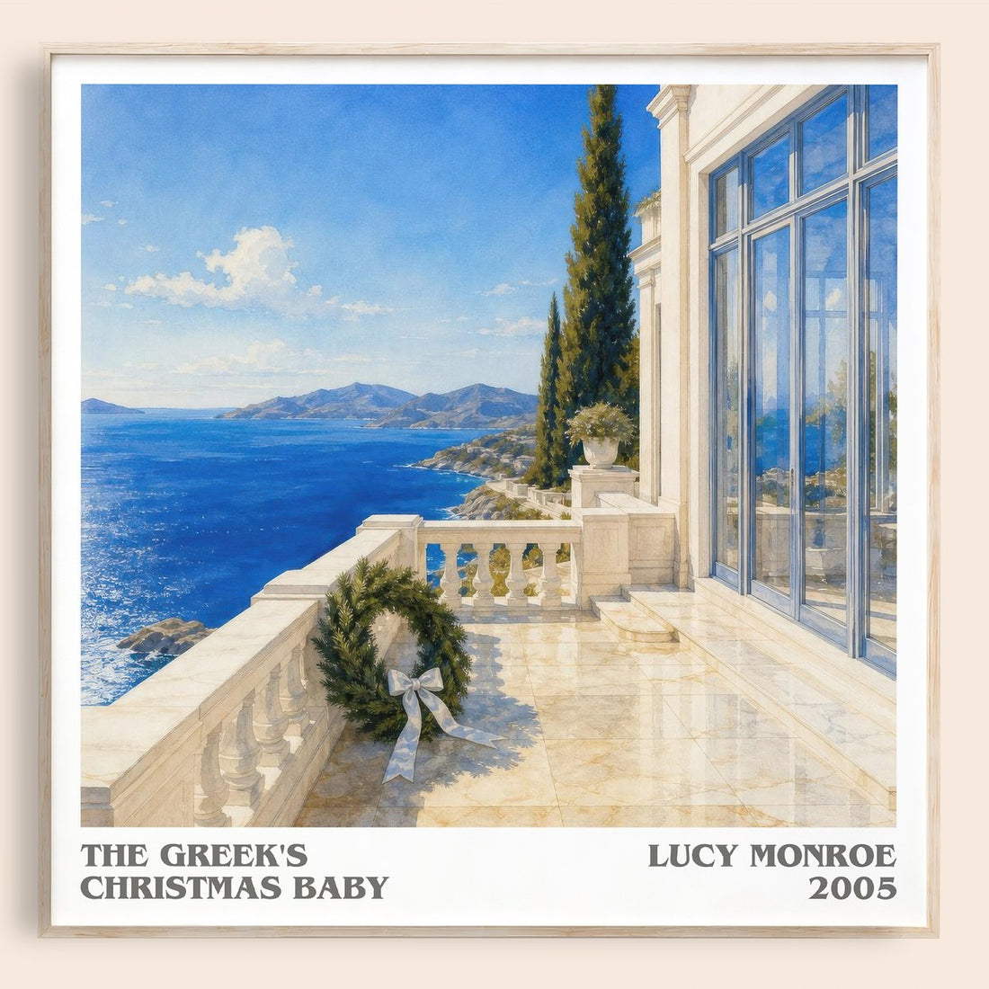 The Greek's Christmas Baby literary book poster by Lucy Monroe – framed literary art print