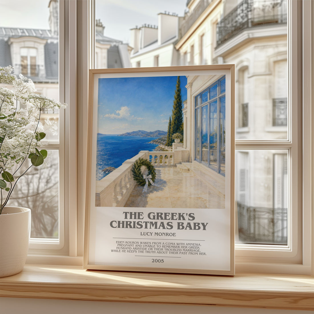 The Greek's Christmas Baby bookish poster colour and style options – Lucy Monroe book art