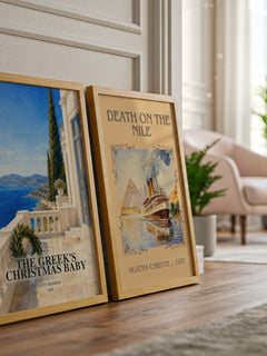The Greek's Christmas Baby watercolour print framed by window – literary home decor