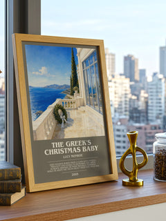 The Greek's Christmas Baby bookish print framed by window – literary home decor