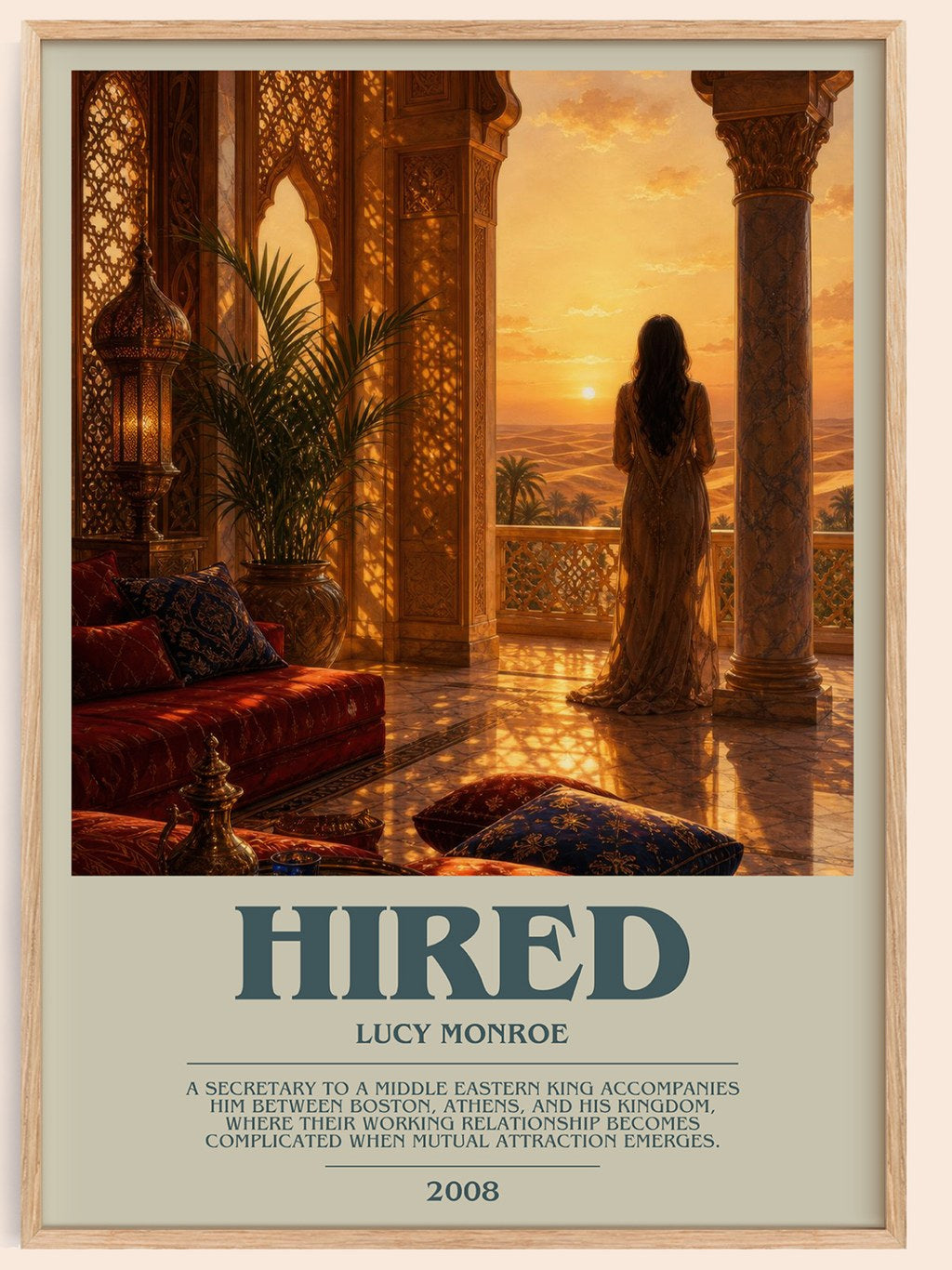 Hired bookish book poster by Lucy Monroe – framed literary art print