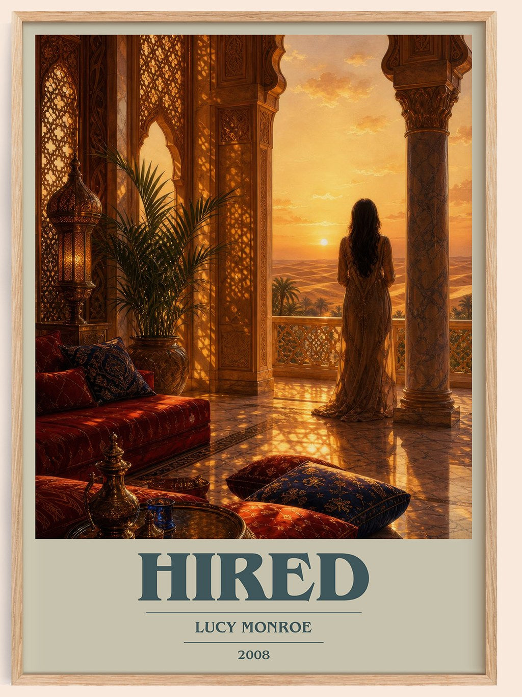 Hired book cover book poster by Lucy Monroe – framed literary art print