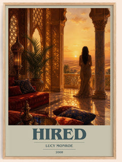 Hired book cover book poster by Lucy Monroe – framed literary art print