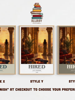 Hired book cover print in frame leaning in hallway – romance wall art