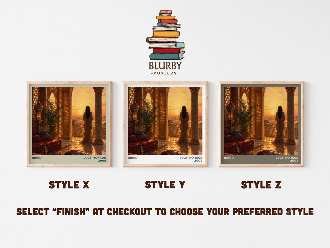 Hired literary print in frame leaning in hallway – romance wall art (mockup)