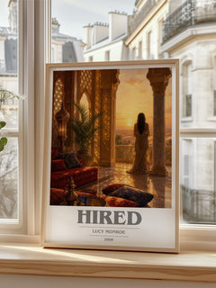 Hired book cover poster colour and style options – Lucy Monroe book art