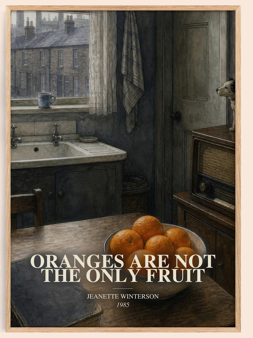Oranges Are Not the Only Fruit watercolour book poster by Jeanette Winterson – framed literary art print