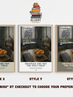 Oranges Are Not the Only Fruit book cover print in frame leaning in hallway – literary fiction wall art
