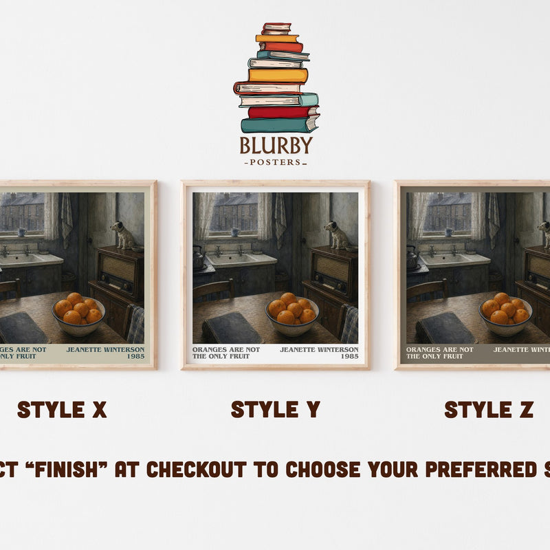 Oranges Are Not the Only Fruit literary print in frame leaning in hallway – literary fiction wall art
