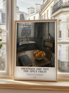 Oranges Are Not the Only Fruit book cover poster colour and style options – Jeanette Winterson book art