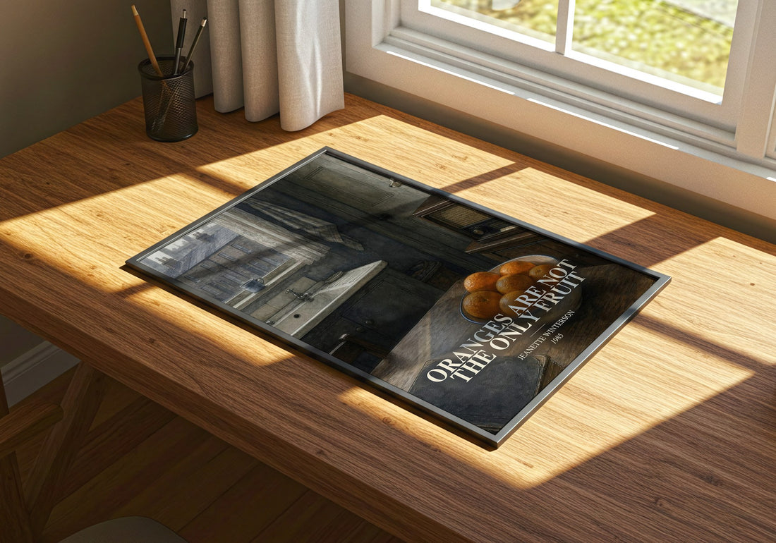 Oranges Are Not the Only Fruit watercolour book poster framed on wall – literary fiction wall art