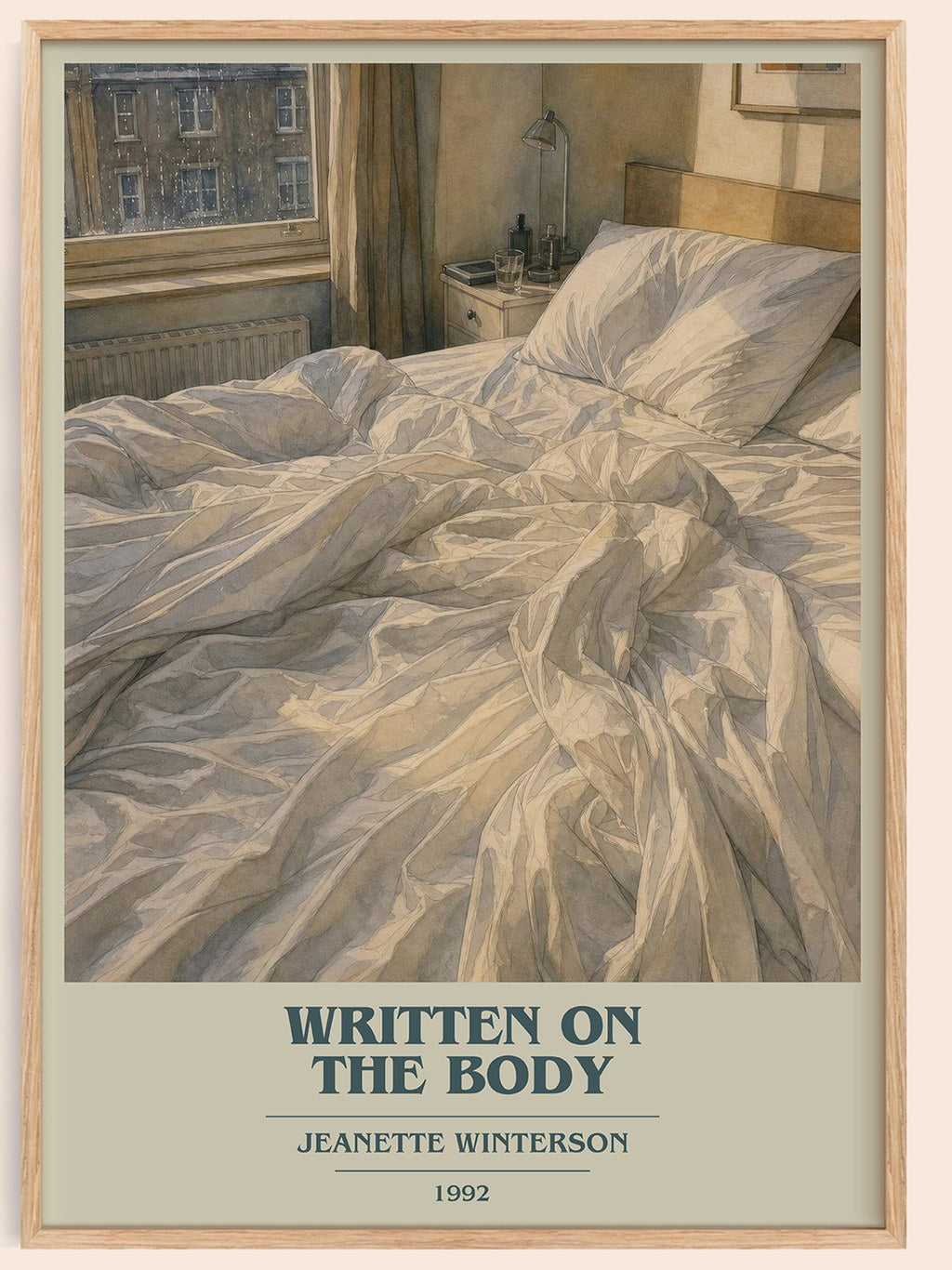 Written on the Body book cover book poster by Jeanette Winterson – framed literary art print