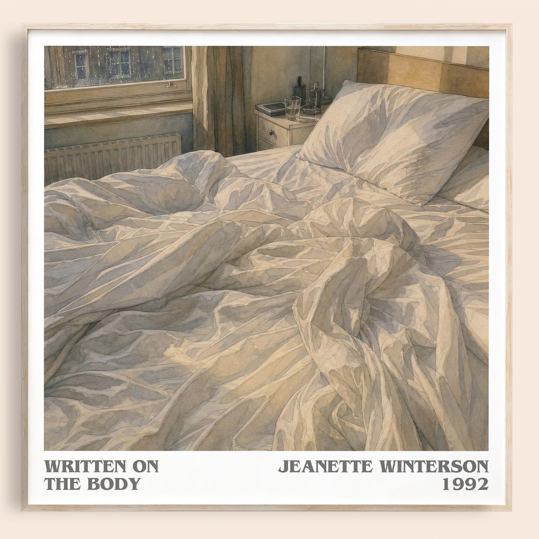 Written on the Body literary book poster by Jeanette Winterson – framed literary art print