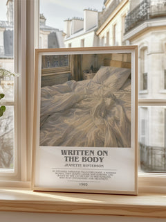 Written on the Body bookish poster colour and style options – Jeanette Winterson book art