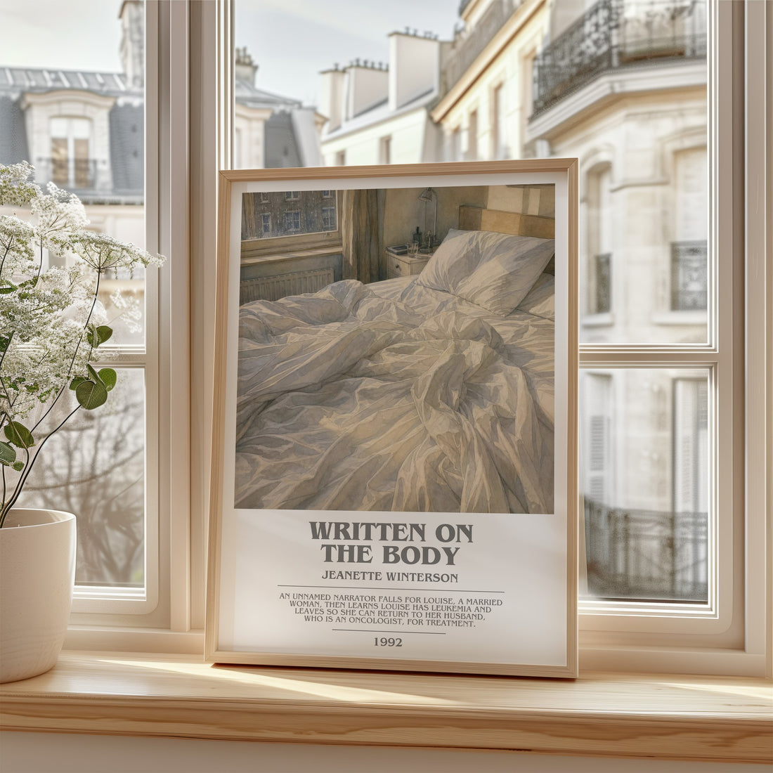 Written on the Body bookish poster colour and style options – Jeanette Winterson book art
