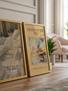 Written on the Body watercolour print framed by window – literary home decor