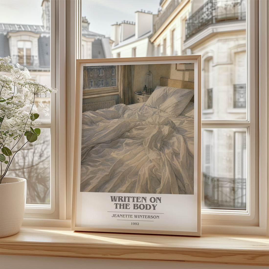 Written on the Body book cover poster colour and style options – Jeanette Winterson book art