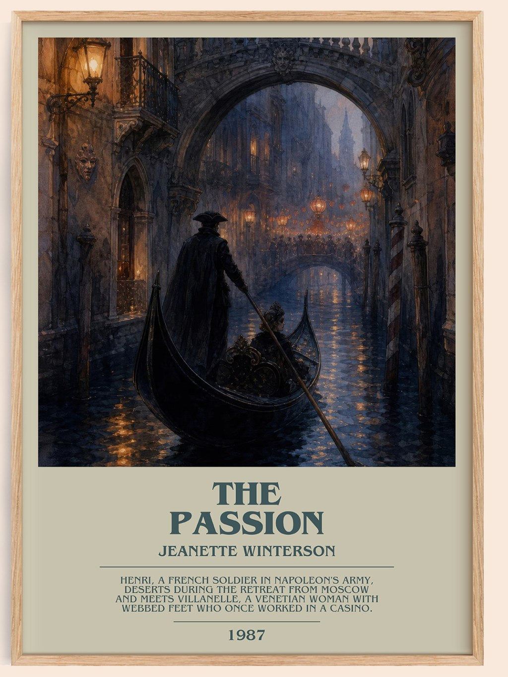The passion bookish book poster by Jeanette Winterson – framed literary art print