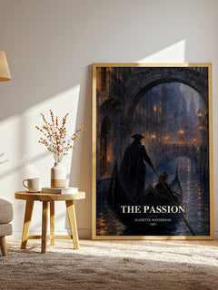 The passion watercolour print in frame leaning in hallway – literary fiction wall art