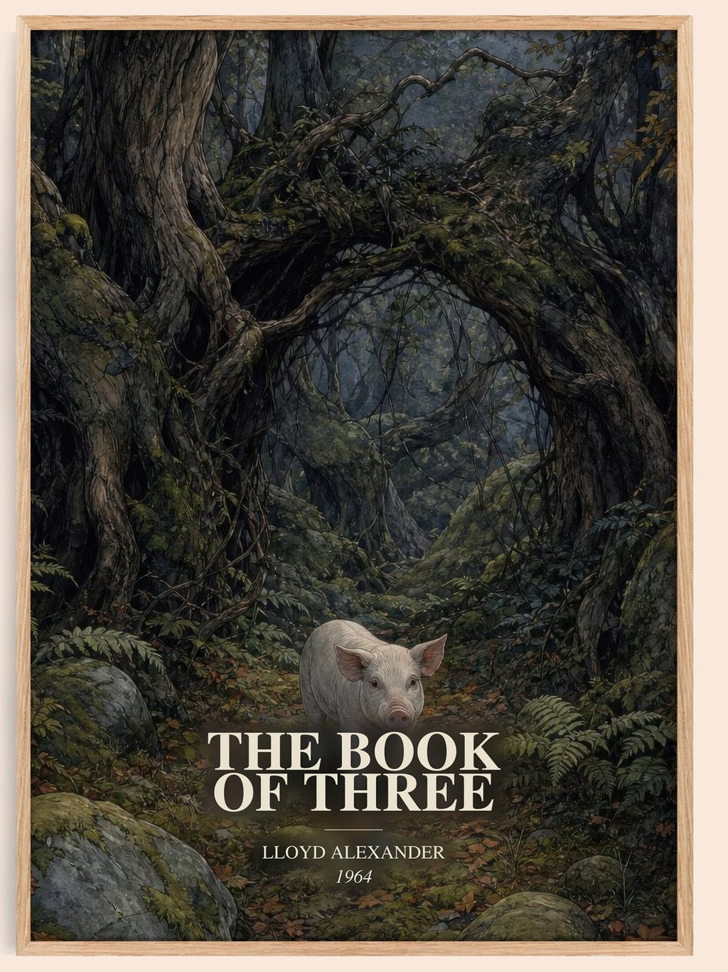 The Book Of Three watercolour book poster by Lloyd Alexander – framed literary art print