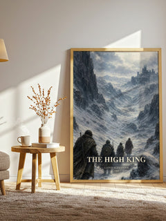 The High King watercolour print in frame leaning in hallway – fantasy wall art