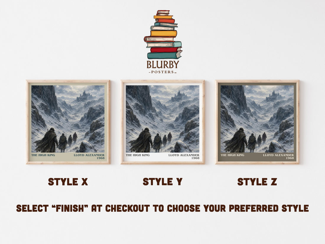 The High King literary print in frame leaning in hallway – fantasy wall art (mockup)