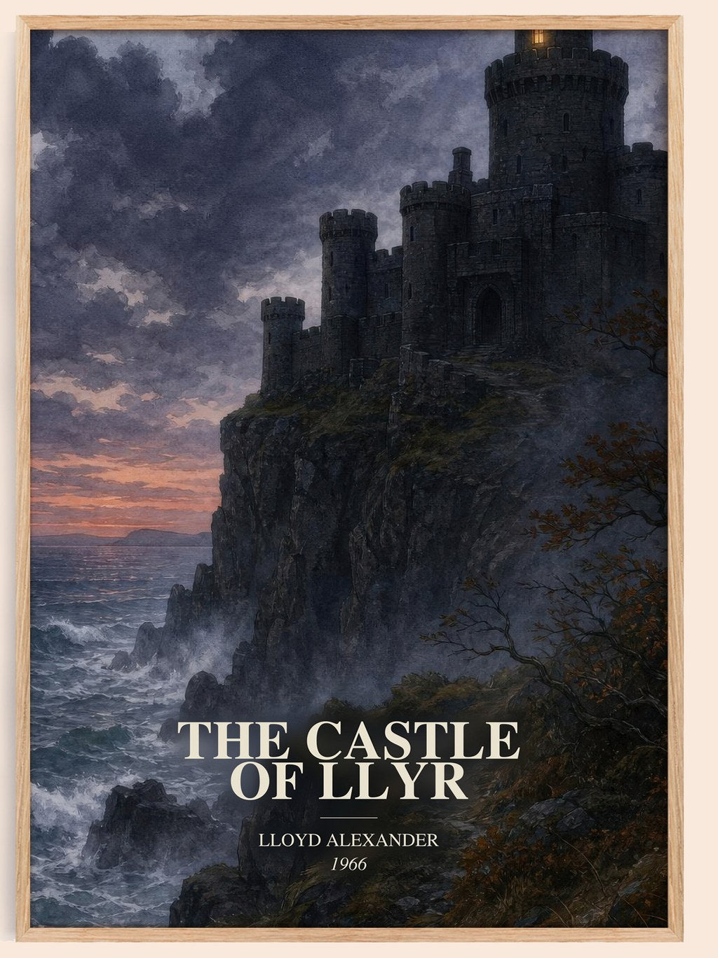The Castle of Llyr watercolour book poster by Lloyd Alexander – framed literary art print