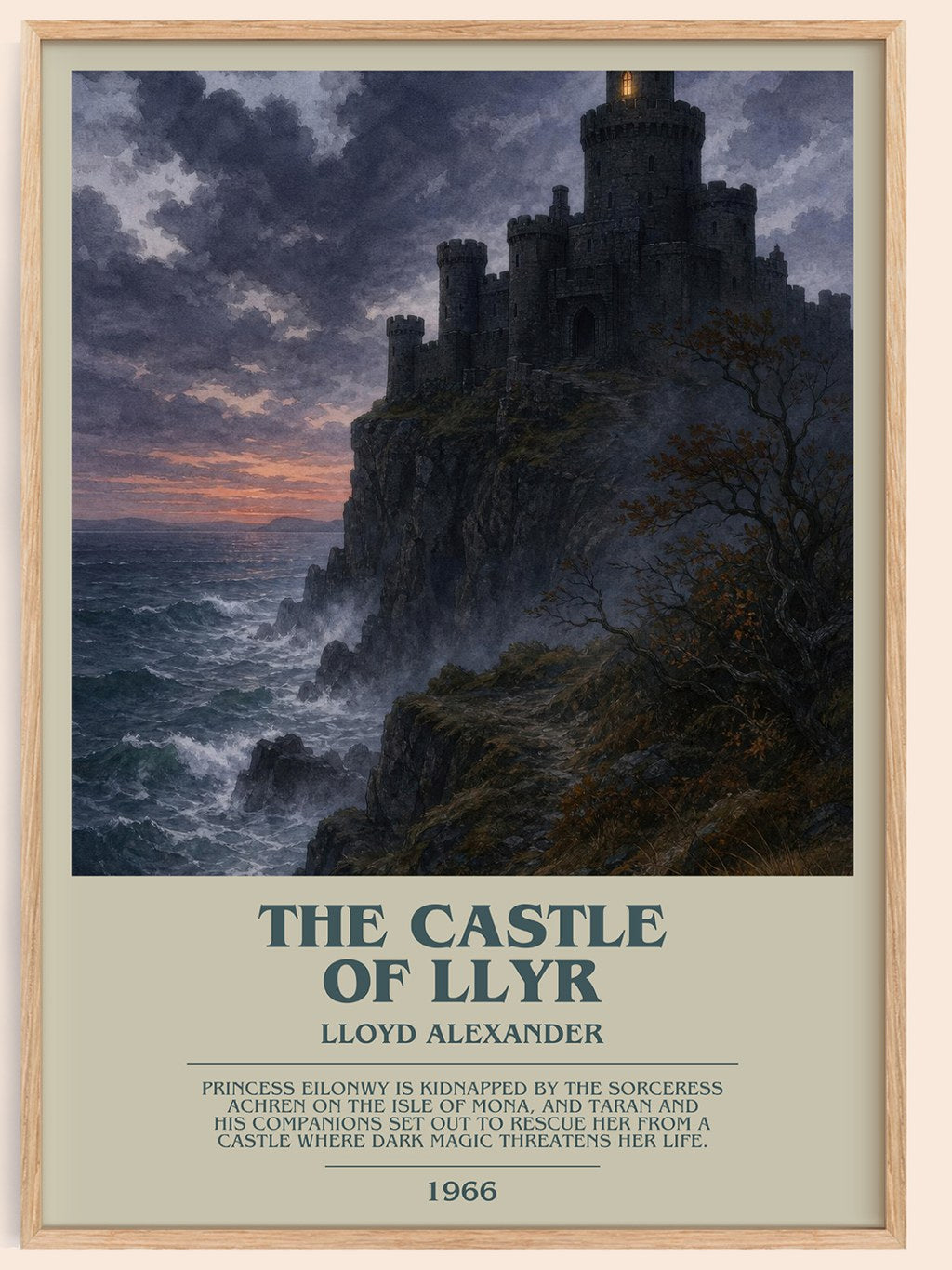 The Castle of Llyr bookish book poster by Lloyd Alexander – framed literary art print