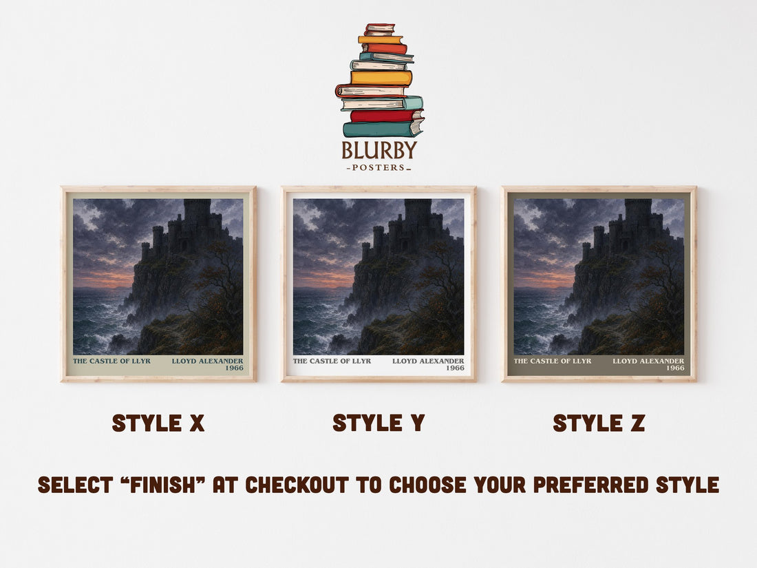 The Castle of Llyr literary print in frame leaning in hallway – fantasy wall art (mockup)