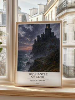 The Castle of Llyr Book Cover Poster by Lloyd Alexander – framed print by a bright window