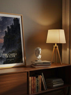 The Castle of Llyr watercolour print on bookshelf – Lloyd Alexander fan gift