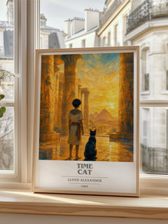 Time Cat book cover poster colour and style options – Lloyd Alexander book art