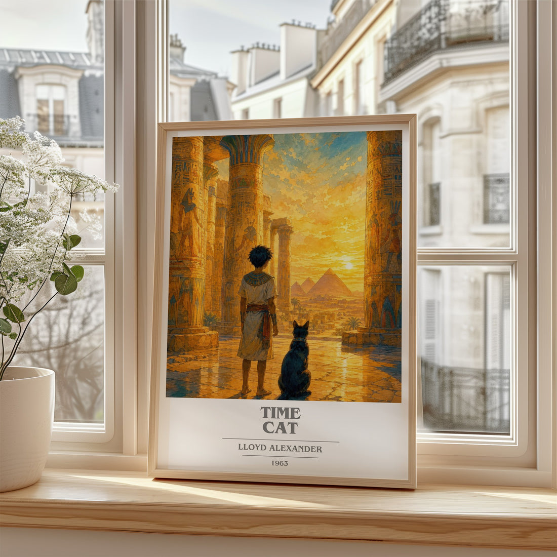 Time Cat book cover poster colour and style options – Lloyd Alexander book art