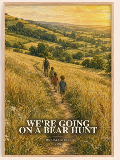 We're Going on a Bear Hunt watercolour book poster by Michael Rosen – framed literary art print