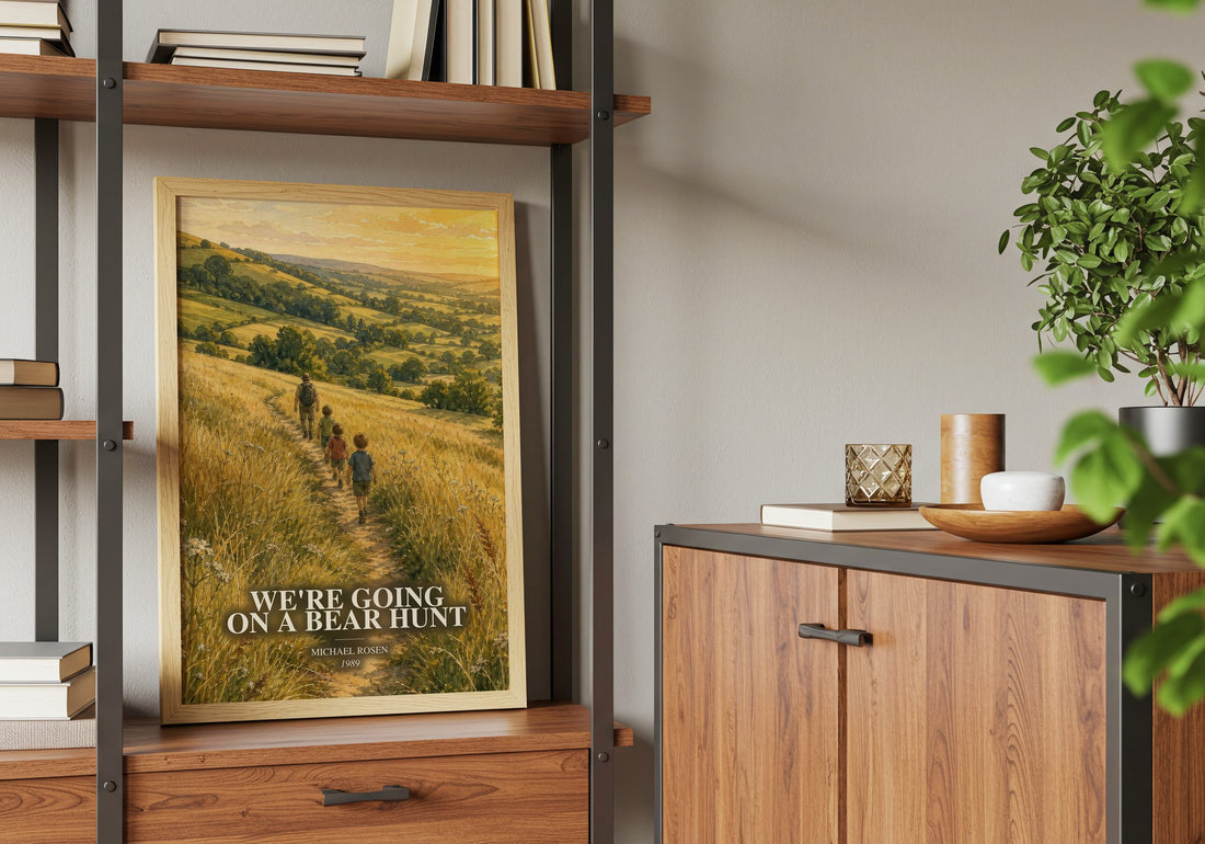 We're Going on a Bear Hunt book watercolour illustration paper finish options – matte satin gloss