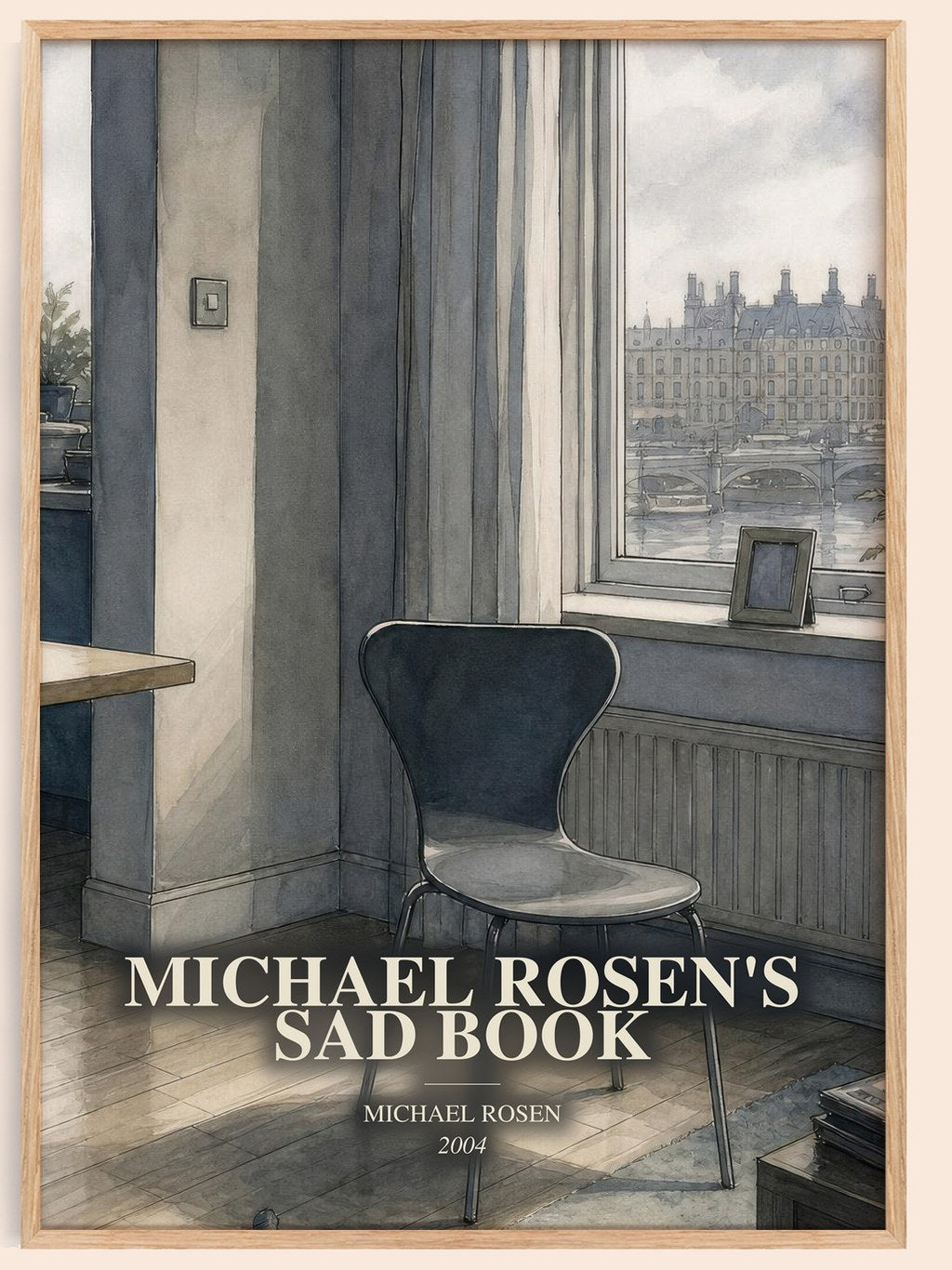 Michael Rosen's sad book watercolour book poster by Michael Rosen – framed literary art print